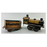 German Tin Plate Floor Train Engine & Car.