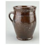 Pennsylvania Redware Pottery Handled Vase.