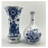 Chinese Blue & White Beaker & Bottle Vases.