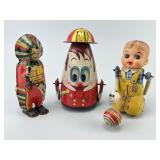 3 Tin Litho Wind Up Play Toys.