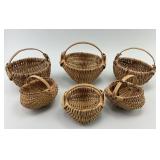6 Small Splint Wood Egg Buttocks Baskets.