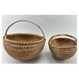 2 Splint Wood Egg Gathering Buttocks Baskets.