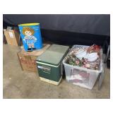 Vtg Coleman Cooler, Raggedy Ann Waste Can,