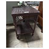 Vtg Wicker End Table.