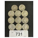11 90% Silver Quarters.