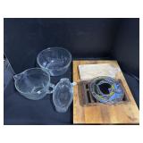 Cutting Boards, Glass Measuring Cup & Mixing Bowl.