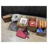 Wreaths, Blankets, Cooler, Storage Bench.