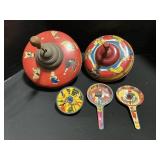 Large Disney & Ohio Art Tops, Noisemakers.