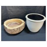 Stoneware Crock, Acacia Live Edge Wooden Bowl.