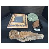 Folk Art Mirror, Carved Wooden Face, Wooden Tree.
