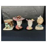 Lady Head Vases, Figurine, Deer Planter.
