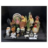 Rooster & Turkey Figures.
