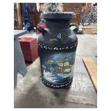Vtg Hand Painted Steel Milk Jug.