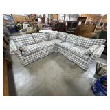 Nice Ethan Allen Plaid Sectional Sofa.