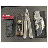 3 Multitools (Leatherman, Swiss-Tech, Mingyang).