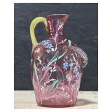 Small Bohemian Cranberry Glass Jug.