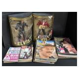 2 Vintage Hasbro Elvis Dolls, Elvis Magazines &