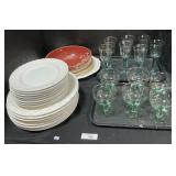 Blown Glass Goblets, Dinnerware, Platters.