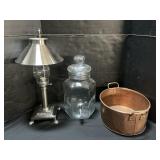 Ethan Allen Copper Pot, Lamp, Beverage Dispenser.