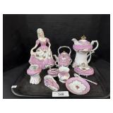 Regal Miniature Porcelain Tea Set & Lady Figure.