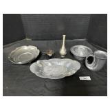 Pewter Bowl & Mug, Forged Aluminum Dishware.
