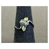 Marked 925 Sterling Silver Black Opal Ring.