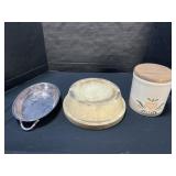 National Pottery Co. Stoneware Bowl, Jar, Platter.