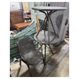 (2) Expanded Steel Patio Tables & Chairs.