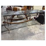 Wrought Iron Glass Top Console Table.