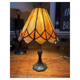 Tiffany Style Orange Stained Glass Lamp.