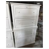 (2) White Wooden Filing Cabinets.
