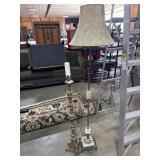 Vtg Brass Floor Lamp & Candle Stick Holder.