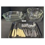 Glass Mixing Bowls & Stainless Steel Flatware.