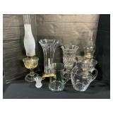 Oil Lamps, Crystal Candle Holders, Glass Pitchers.