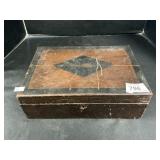 Antique Geometric Pattern Wooden Box.;