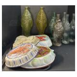 Lobster Wall Art & Glass Fish Shaped Bottles.