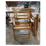 (2) Oak Slat Folding Chairs.