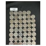 47 Eisenhower Dollar Coins.