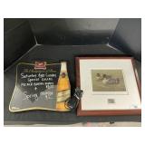 Duck Framed Art & Miller Light UP Sign.