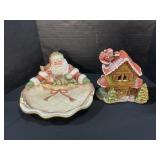 Fitz & Floyd Christmas Platter, Light Up House.