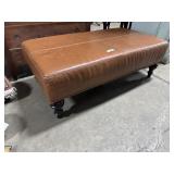 Brown Leather Ottoman.
