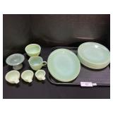 Fire King, Jasperware Plates, Platters, Uranium.