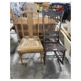 (2) Oak & Cane Side Chairs.