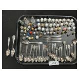 Sterling Silver & Souvenir Spoons, Adv. Thimbles.