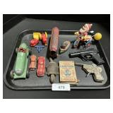 Hubley Racecar, Toy Guns, Suzuki Wind Up Santa.