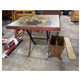 Floral Folding Side Table & Maple Magazine Rack.