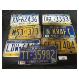 7 Vintage Pa License Plates.