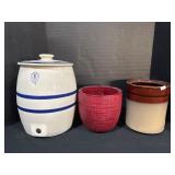 Stoneware Keg, 2 Toned Stoneware Planter.