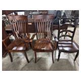 (3) Dark Cherry Slatted Side Chairs.