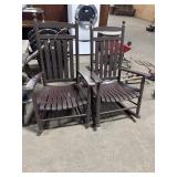 (2) Slatted Oak Patio Chairs.